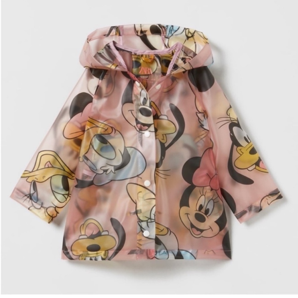 Zara Disney Pink Minnie Mouse & Friends Transparent Raincoat